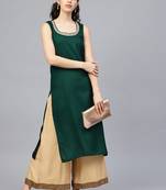 Geroo Jaipur Green plain rayon ethnic-kurtis