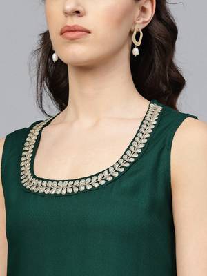 Geroo Jaipur Green plain rayon ethnic-kurtis 5