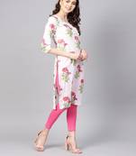 Geroo Jaipur White Hand Block Printed Straight Cotton Kurta