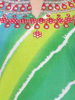 Geroo Jaipur Green embroidered rayon ethnic-kurtis 4