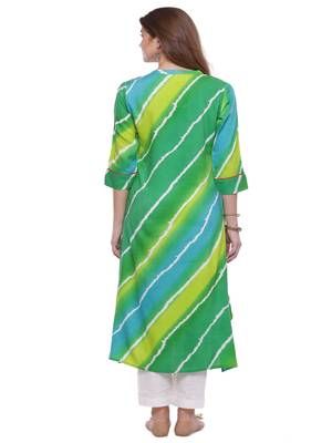 Geroo Jaipur Green embroidered rayon ethnic-kurtis 5