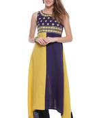 Geroo Jaipur Yellow embroidered cotton ethnic-kurtis