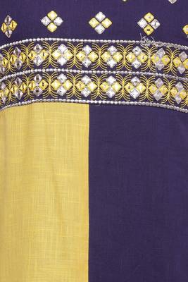  Yellow embroidered cotton ethnic kurtis 4