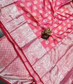 pink woven art silk saree with blouse