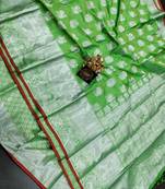 green woven art silk saree with blouse