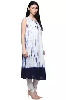   White printed cotton ethnic kurtis