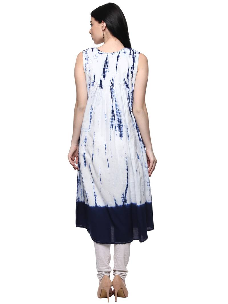 Geroo Jaipur White printed cotton ethnic-kurtis