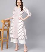 White printed cotton ethnic-kurtis