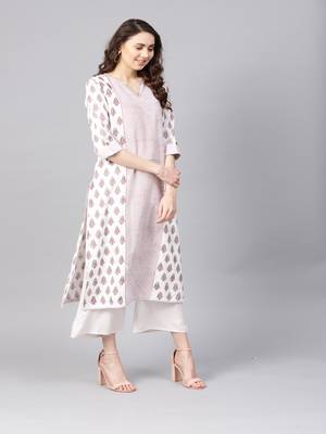 White printed cotton ethnic-kurtis 2
