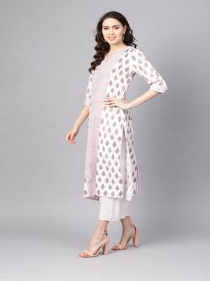 White printed cotton ethnic-kurtis 3