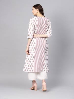 White printed cotton ethnic-kurtis 4