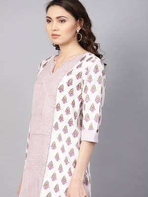 White printed cotton ethnic-kurtis 5
