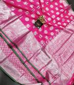 pink woven art silk saree with blouse