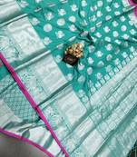 sea green woven art silk saree with blouse