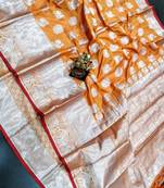 orange woven art silk saree with blouse