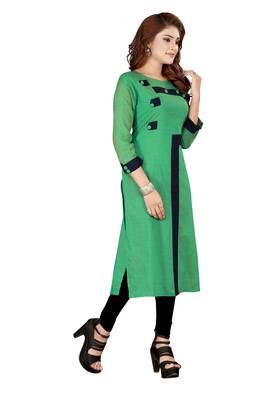 Green plain art silk ethnic-kurtis 2
