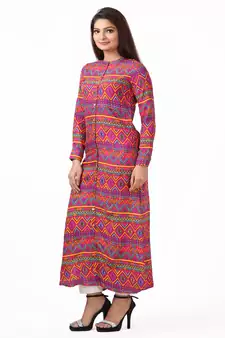   Red printed rayon ethnic kurtis