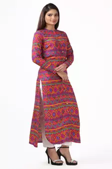   Red printed rayon ethnic kurtis