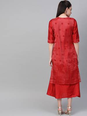 Red printed viscose long-kurtis 2