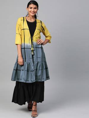 Black printed liva long-kurtis 1