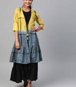 Black printed liva long-kurtis