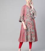 Grey printed liva ethnic-kurtis