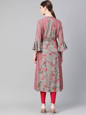 Grey printed liva ethnic-kurtis 2
