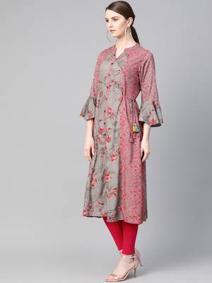 Grey printed liva ethnic-kurtis 3