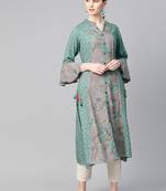 Grey printed liva ethnic-kurtis