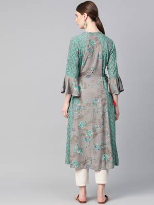 Grey printed liva ethnic-kurtis 2