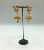 Traditional Golden Pearl Polki Jhumka Earrings