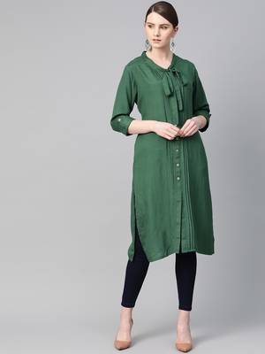 Dark-green plain liva ethnic-kurtis 1