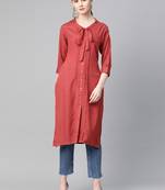 Red plain liva ethnic-kurtis