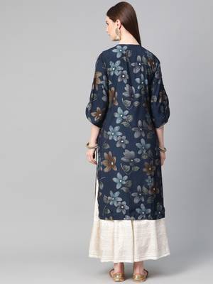 Navy-blue printed liva ethnic-kurtis 2
