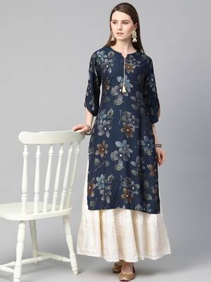Navy-blue printed liva ethnic-kurtis 3