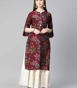 Maroon printed liva ethnic-kurtis