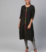 Black plain liva ethnic-kurtis