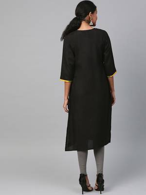 Black plain liva ethnic-kurtis 2