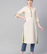 White plain cotton ethnic-kurtis