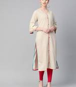 White plain cotton ethnic-kurtis