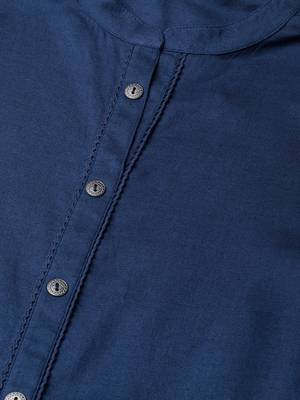 Navy-blue plain cotton ethnic-kurtis 4