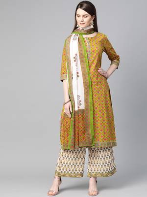 Olive printed cotton salwar 1