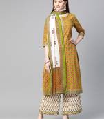 Olive printed cotton salwar