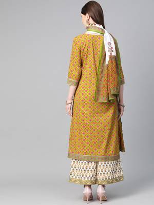 Olive printed cotton salwar 2