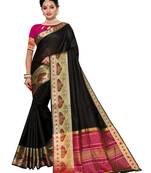 Black woven cotton silk saree with blouse