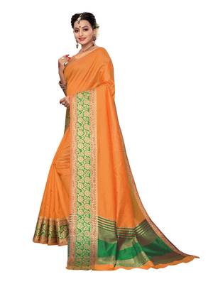 Yellow Woven Tussar Silk Saree With Blouse 2