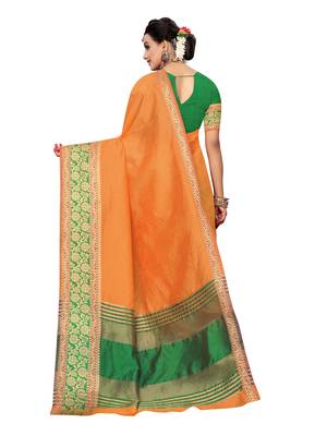 Yellow Woven Tussar Silk Saree With Blouse 3