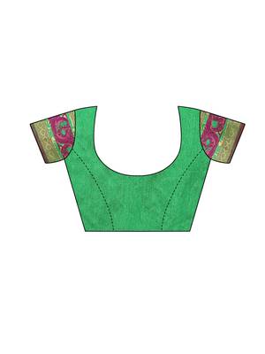 Pink Woven Tussar Silk Saree With Blouse 5