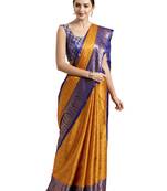 Yellow woven art silk saree with blouse
