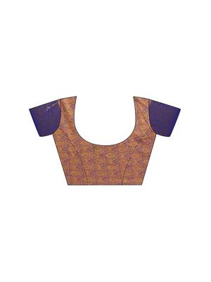 Yellow woven art silk saree with blouse 4